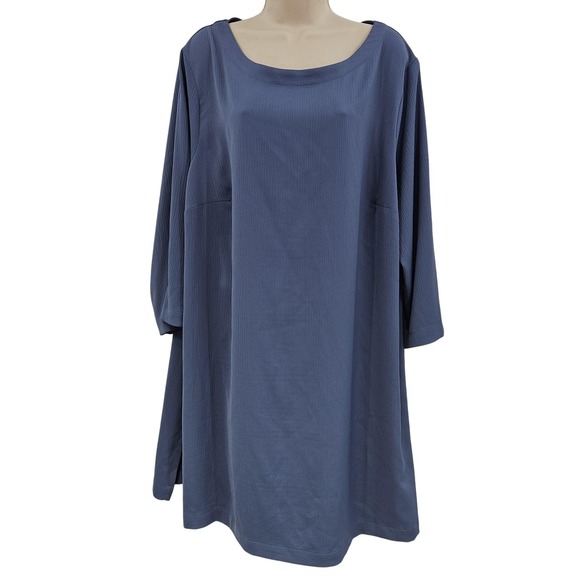 J Jill Wearever Collection Dress Womens 2XL Blue 3/4 Sleeve Easy Care A Line - Picture 1 of 10